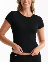 Ambra Refined Round Neck Tee - Black