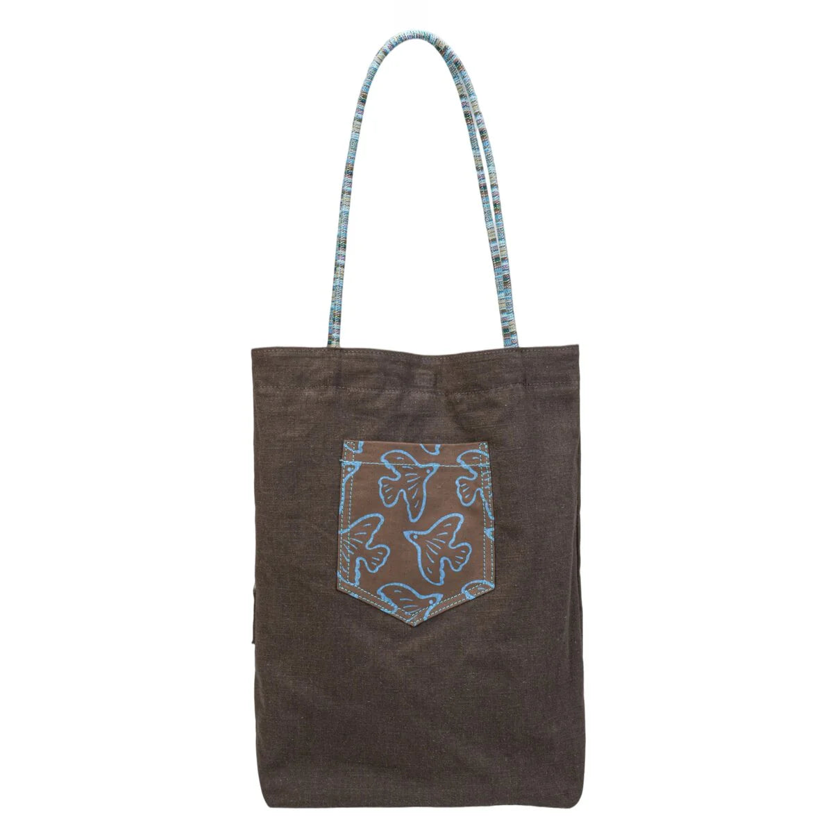 BAMEI Reversible Ramie Linen Tote Bag - Coffee