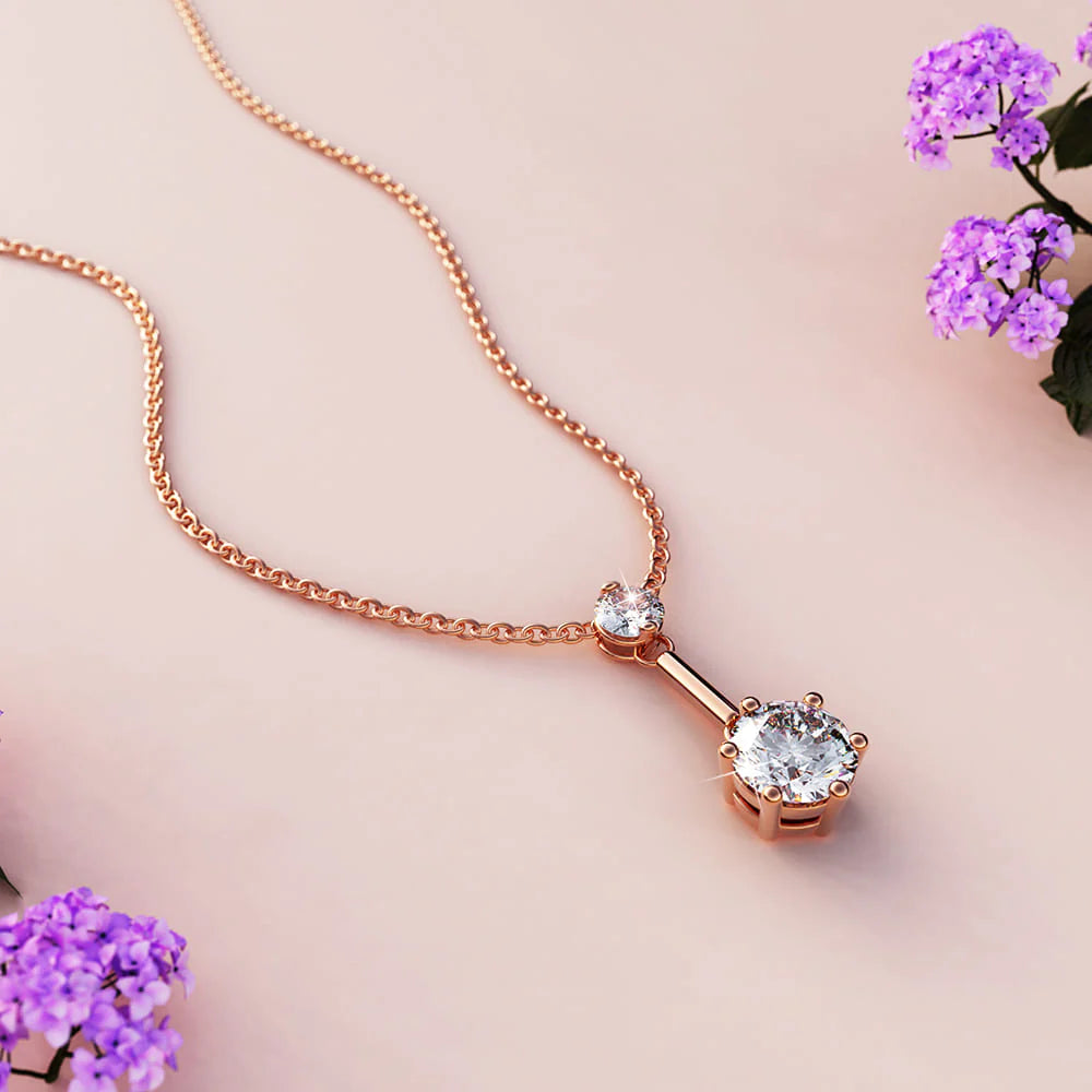 Krystal Couture Divine Crystal Long Pendant Necklace in Rose Gold Embellished with Crystals from SWAROVSKI