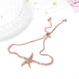 Bullion Gold Starfish Slider Bracelet with Simulated Diamond in Rose Gold Layered Steel Jewellery