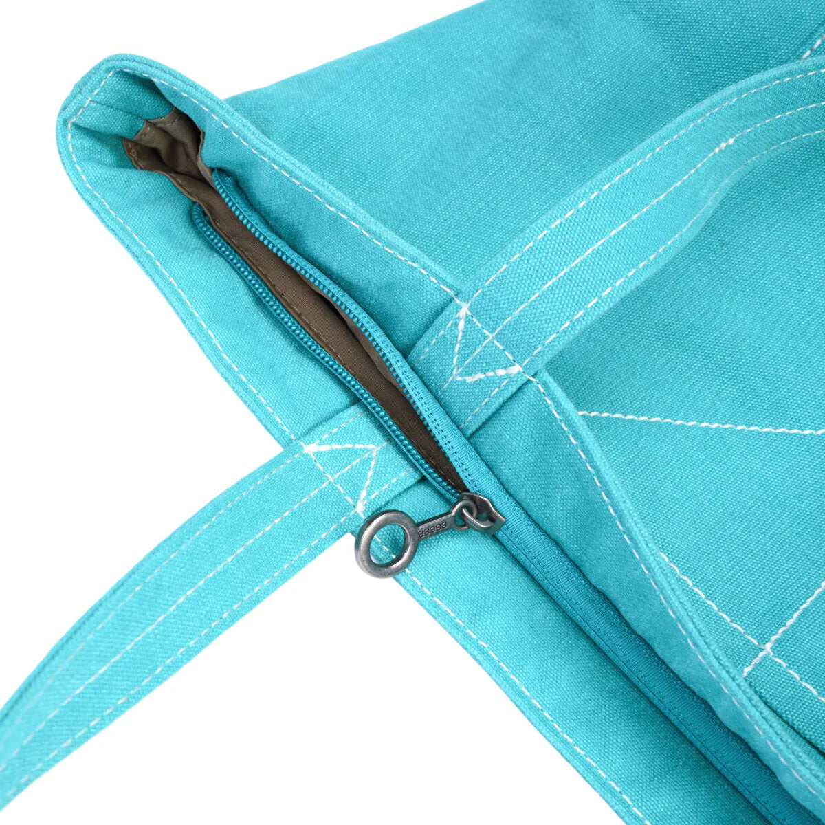 BAMEI Heavy-Duty Canvas Tote Bag with Reinforced Front Pocket & Zip Closure - Blue