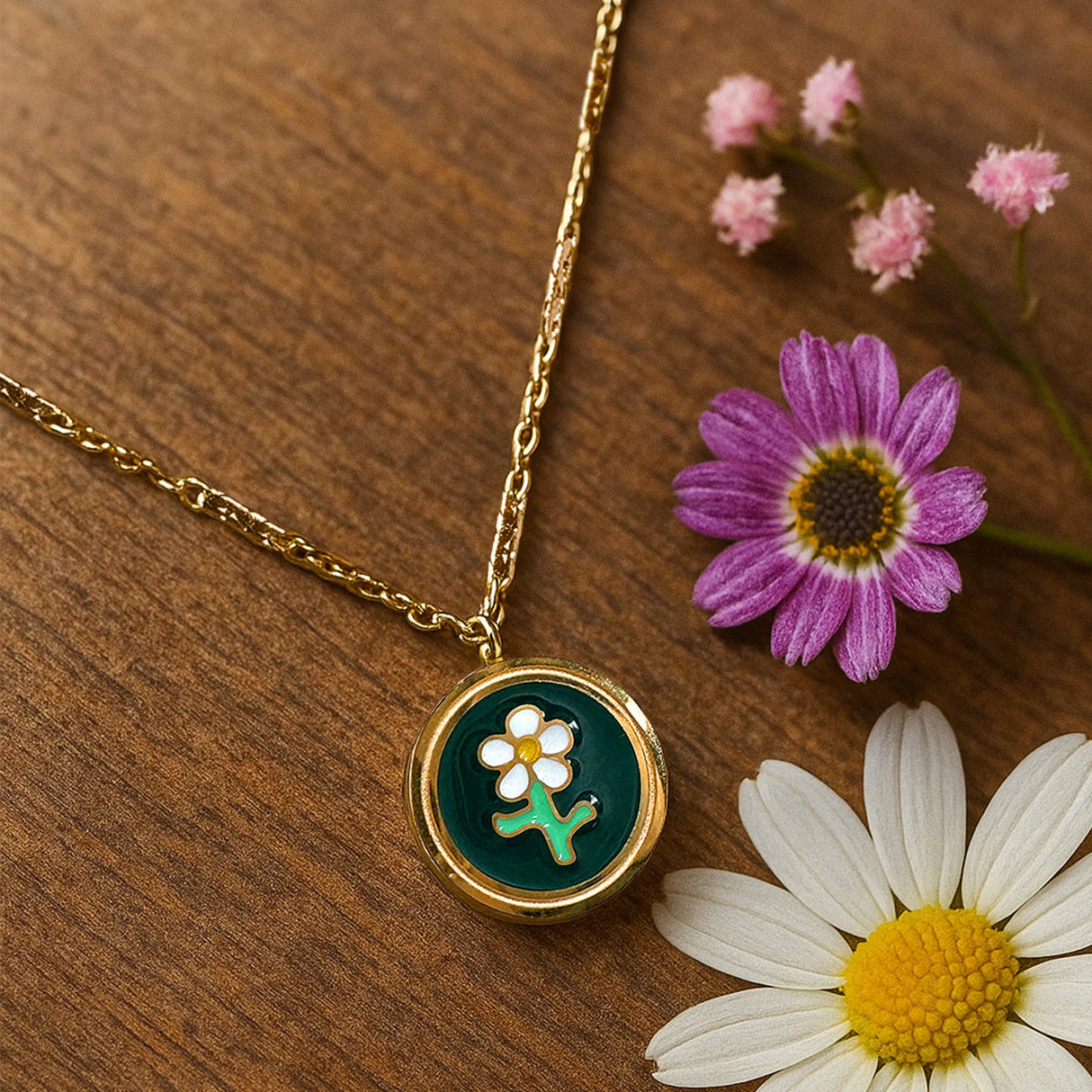 Bullion Gold Verdant Floral Necklace in Gold