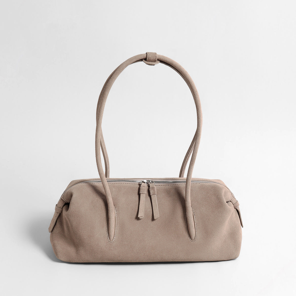 Vintage Suede Baguette Bag – Double-Zip Underarm Shoulder Bag
