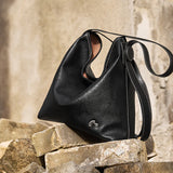 Nalandu Vintage Leather Slouchy Tote Bag - Black
