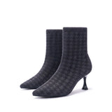Pointed Toe Stiletto Heel Stretch Ankle Boots - Charcoal