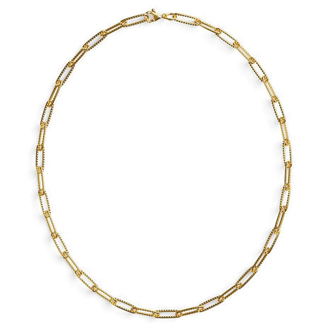 Bullion Gold Textured Paper-Clip Link Chain Necklace in Gold