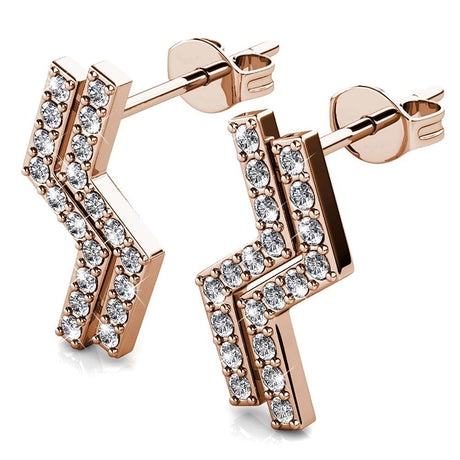 Boxed Zigzag Set Embellished with SWAROVSKI® Crystals In Rose Gold