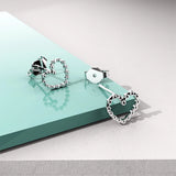 Solid 925 Signature Silver Iron Heart Open Stud Earrings