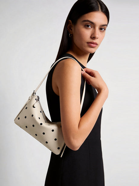 Polka Dot Soft Shoulder Bag - Ivory