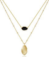 Liv Oliver 18K Gold Black Geometric Layer Necklace
