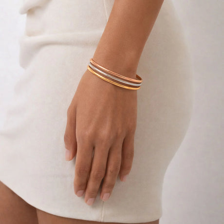 Bullion Gold Solid Golf Bangle 3mm Rhodium Layered