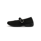 Heart Cutout Breathable Mesh Mary Jane Wedges - Black