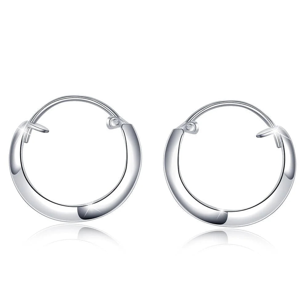 Solid 925 Sterling Silver Classic V-Line Hoop Earrings