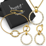 Boxed Orbit Earrings, Bracelet & Necklace Set with SWAROVSKI® Crystal in Gold