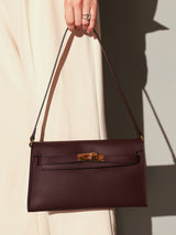 Camille Palm-Grain Calfskin Shoulder Bag - Maroon