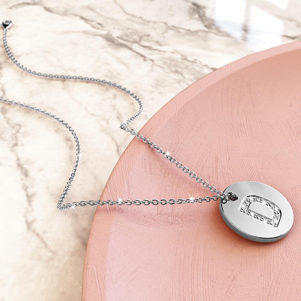 Bullion Gold Initials Fabulous Alphabet Letter Necklace White Gold Layered Steel Jewellery