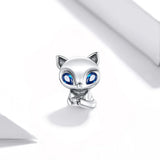 Solid 925 Sterling Silver Blue Eyed Fox Pandora Inspired Charm