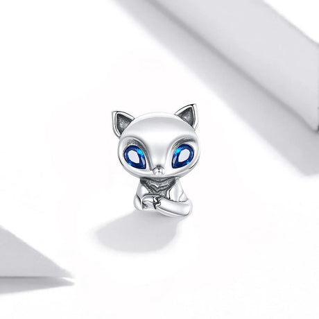 Solid 925 Sterling Silver Blue Eyed Fox Pandora Inspired Charm