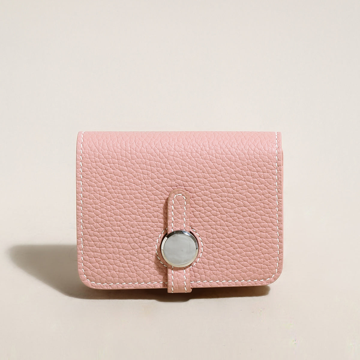 Slim Leather Wallet with Detachable Strap - Pink