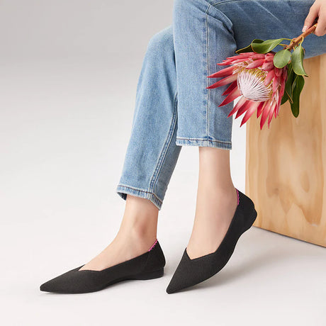 Charlotte Casual Pointed Toe Commuter Flats - Black