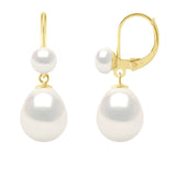 Drop Earrings Freshwater Pearl White Yellow Gold 5-6mm