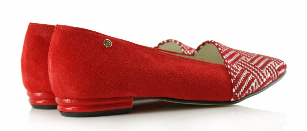 Bosccolo Womens Ballerina - Red Suede