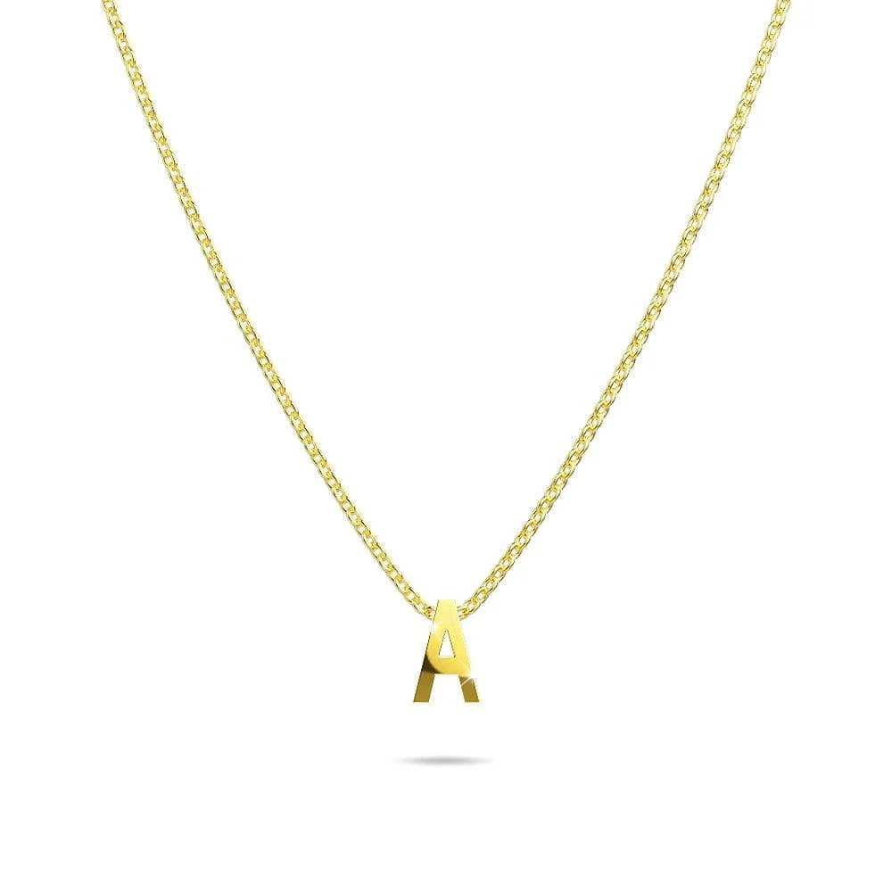 Bullion Gold Initials Brick Alphabet Letter Necklace Gold Layered Steel Jewellery