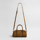 Vintage Suede Mini Boston Bag – Leather Top Handle & Crossbody Bag