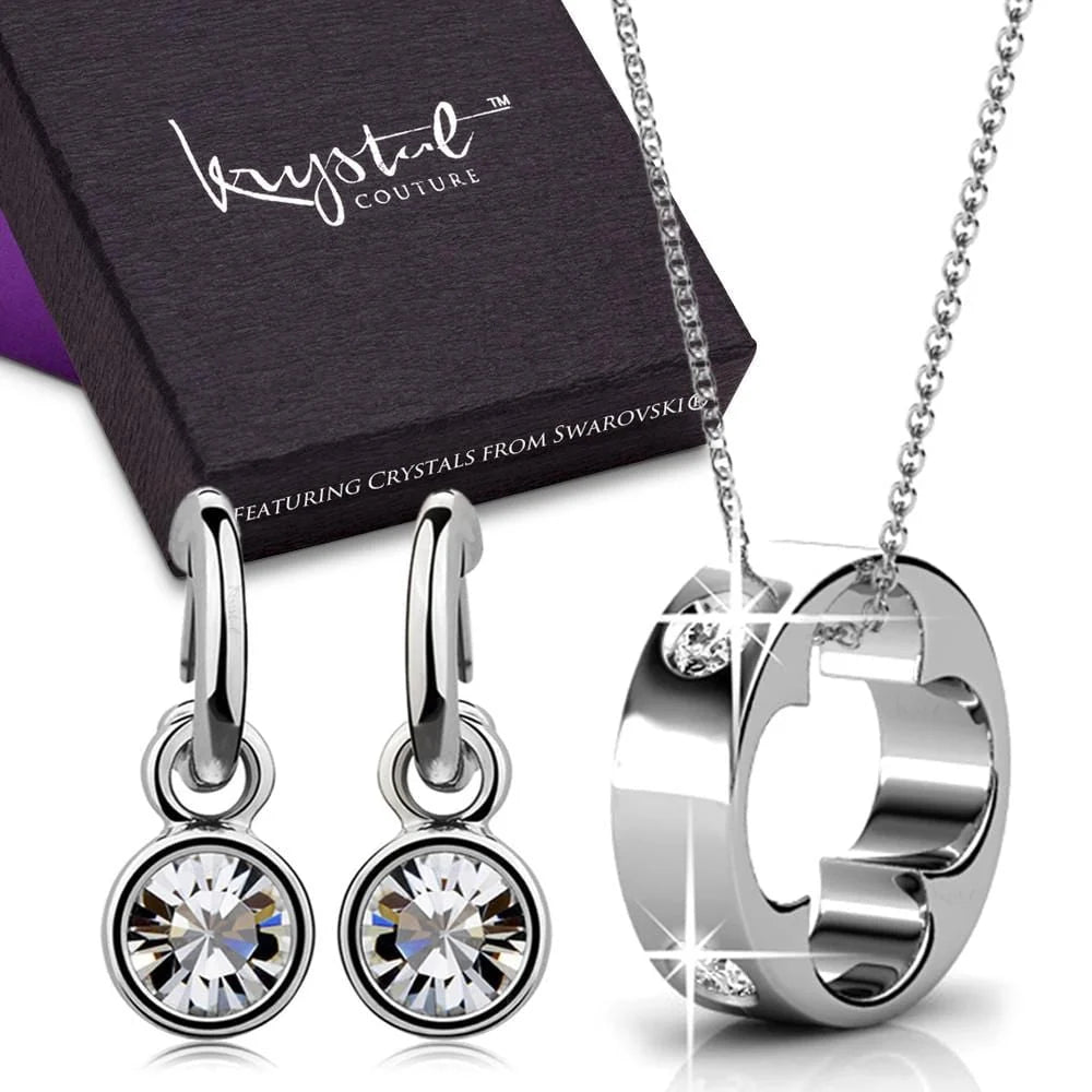 Boxed Necklace and Earrings Set Embellished with SWAROVSKI® Crystals