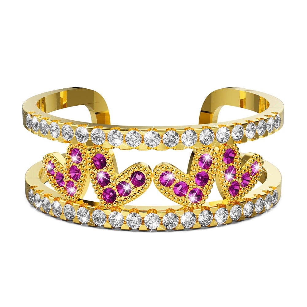 Bullion Gold Adjustable Gold Layered Red V Luxe Ring - 8mm