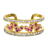 Bullion Gold Adjustable Gold Layered Red V Luxe Ring - 8mm