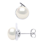 Earrings Surroundings Diamonds 0,03 Cts White Gold - Natural White - Diameter 10 mm