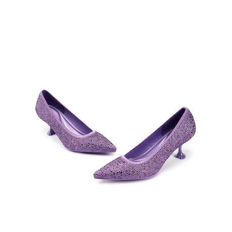 Cocktail Rhinestone Kitten Heels - Purple