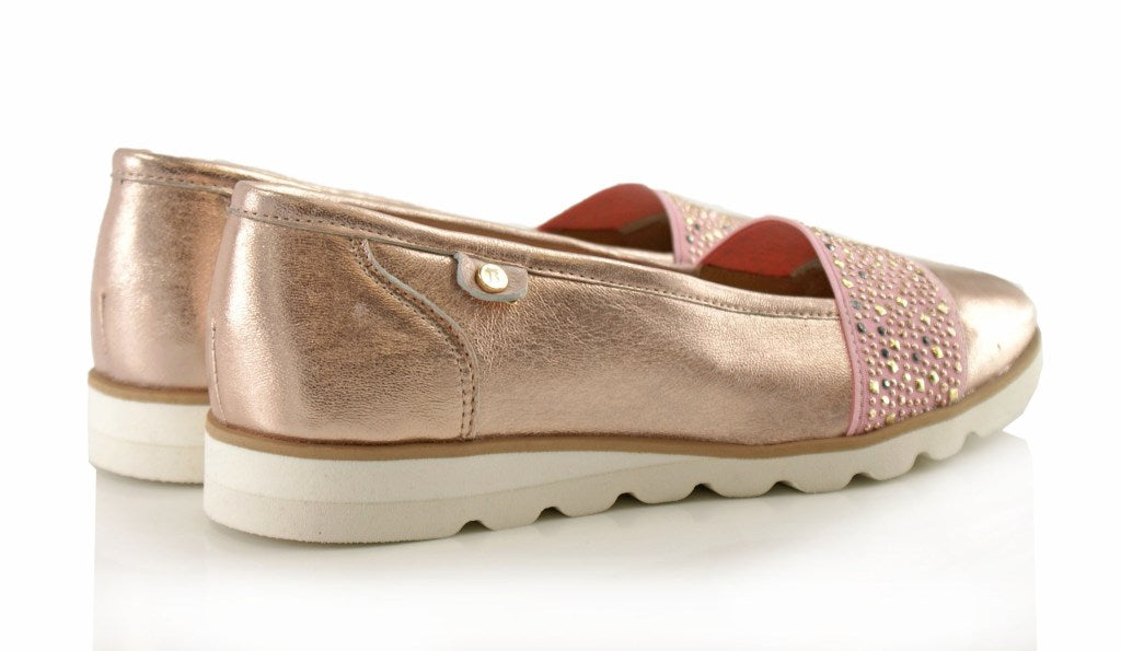 Bosccolo Womens Moccasin Lumpo - Nude Gold