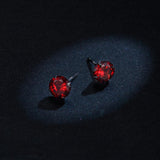 Solid 925 Sterling Silver Scarlet Diamond Round Cut Four Prong Stud Earrings