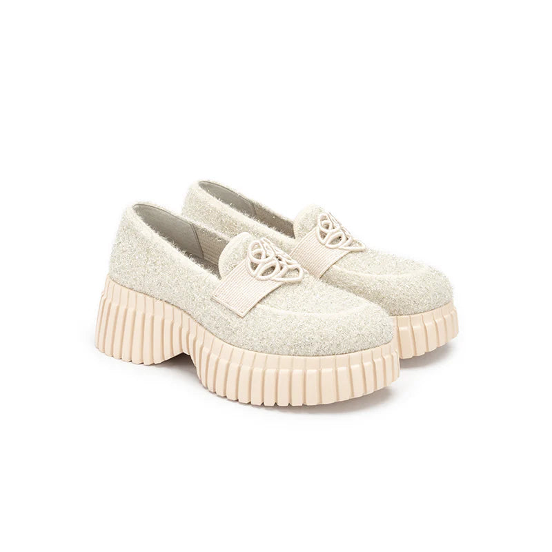 Paris Tweed Platform Loafers - Ivory