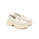 Paris Tweed Platform Loafers - Ivory