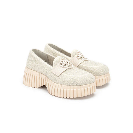 Paris Tweed Platform Loafers - Ivory