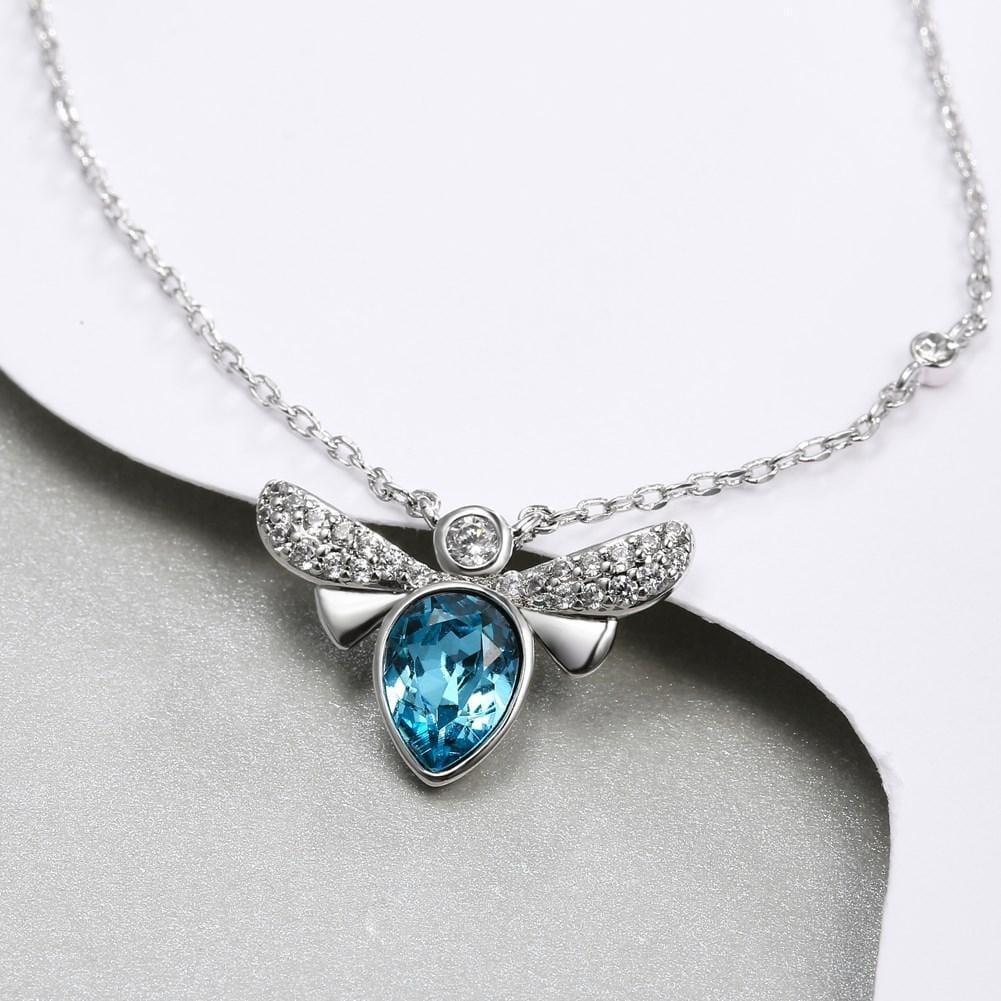 Krystal Couture Bee Crystal Blue Necklace Embellished with SWAROVSKI Crystals