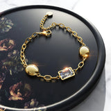 Krystal Couture Oval Square Zirconia Bling Bracelet in Gold