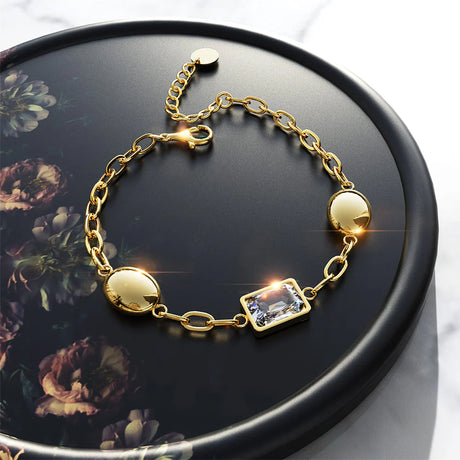 Krystal Couture Oval Square Zirconia Bling Bracelet in Gold
