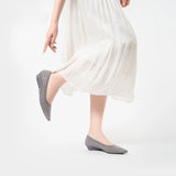 Rhinestone Gradient Knit Pointed Toe Wedge Flats - Grey
