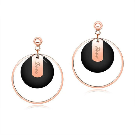 Bullion Gold Geometric Love Loop Dangle Earrings