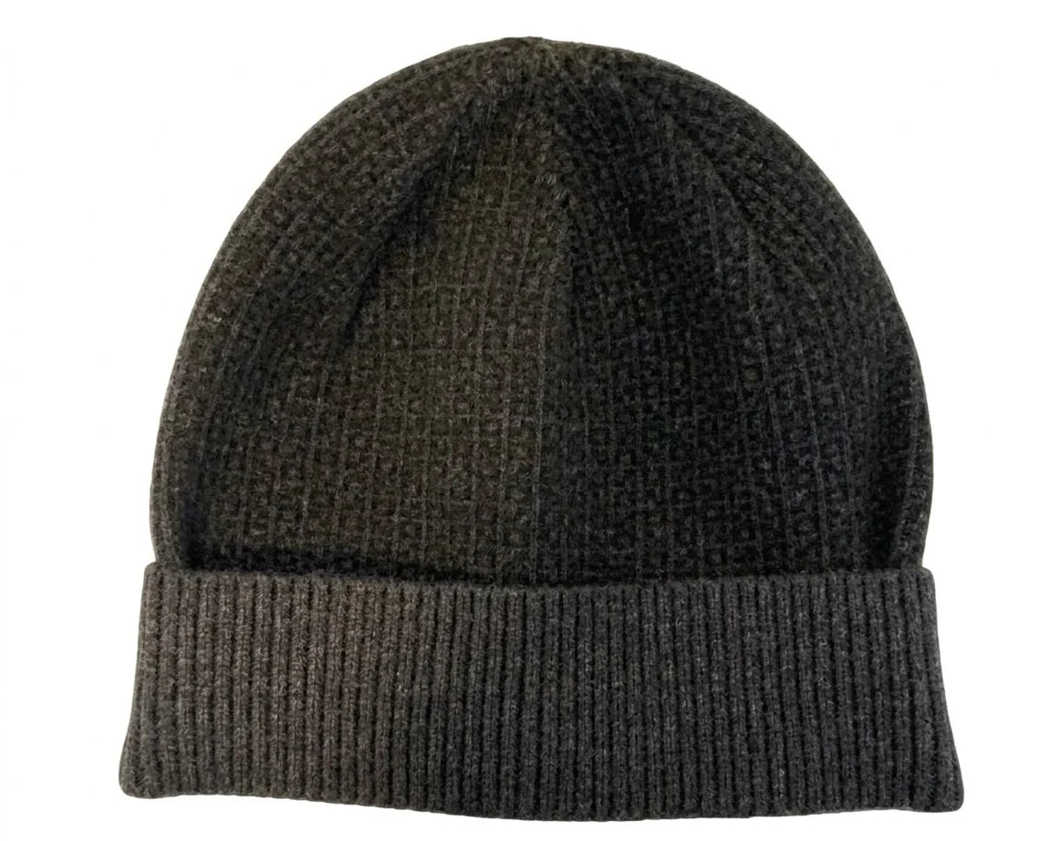 Cherry Red 2 Tone Beanie - Dark Grey/Black