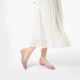Rhinestone Gradient Knit Pointed Toe Wedge Flats - Mauve