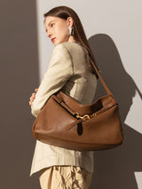 Harper Slouchy Leather Hobo Bag - Brown