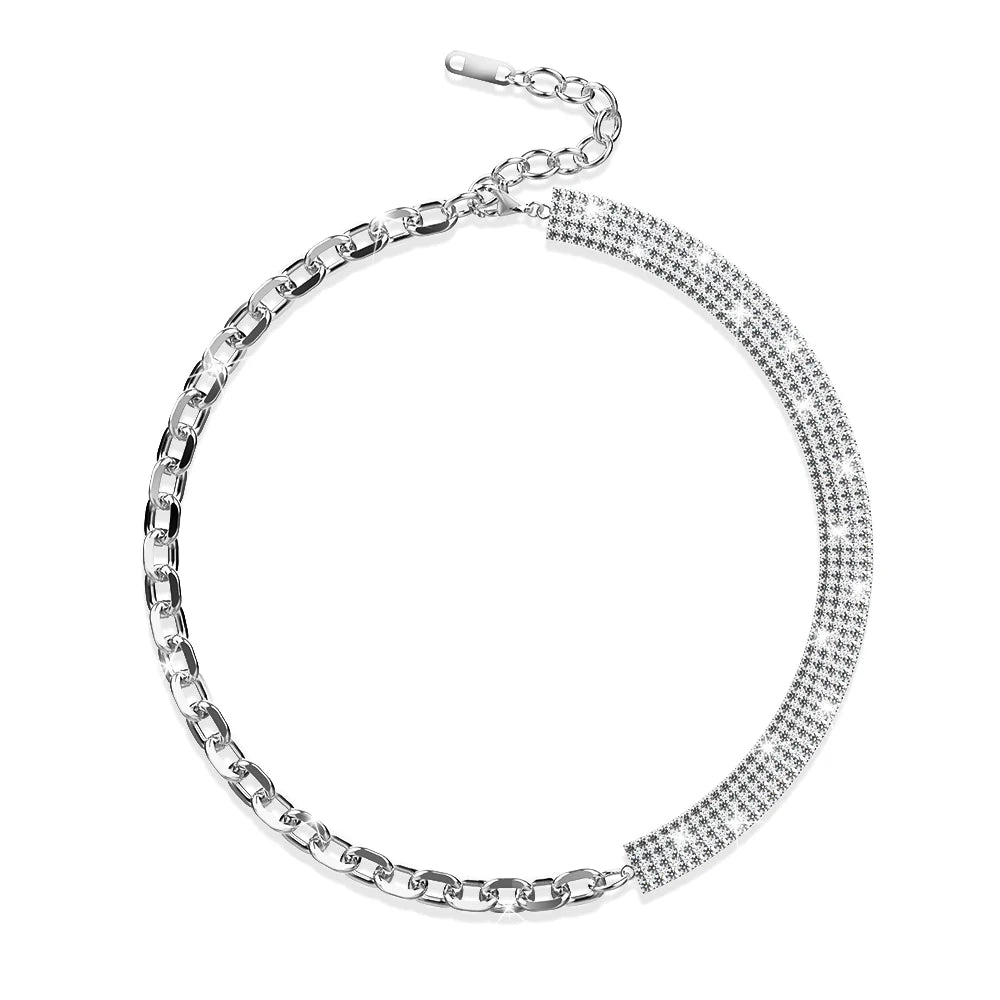 Boxed Delilah Choker Necklace and Cuff Bangle In White Gold