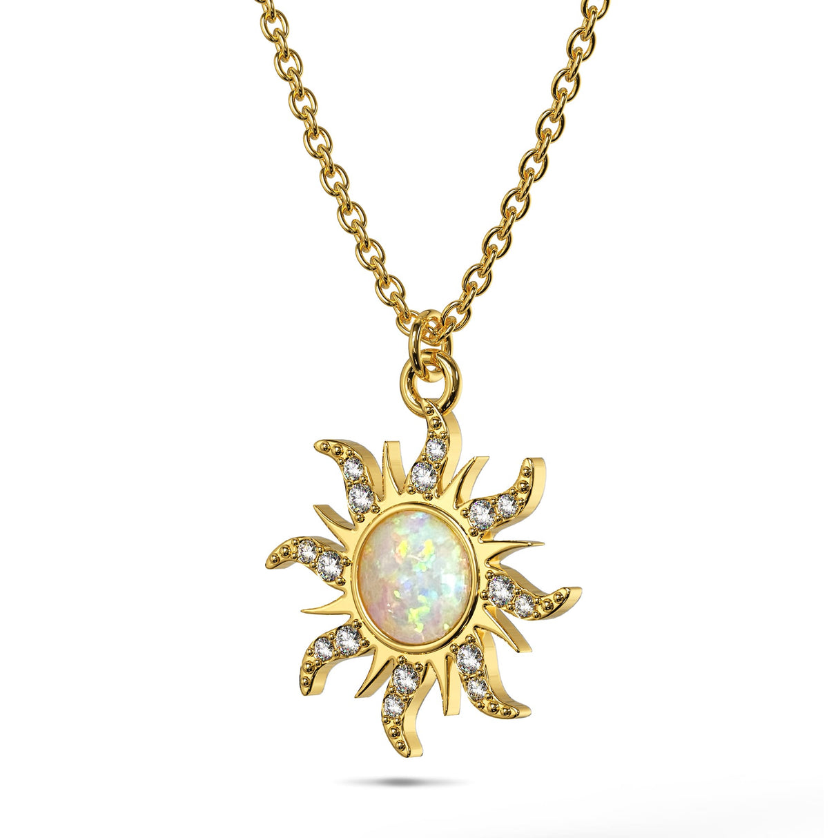 Bullion Gold Celestial Opal Sun Necklace