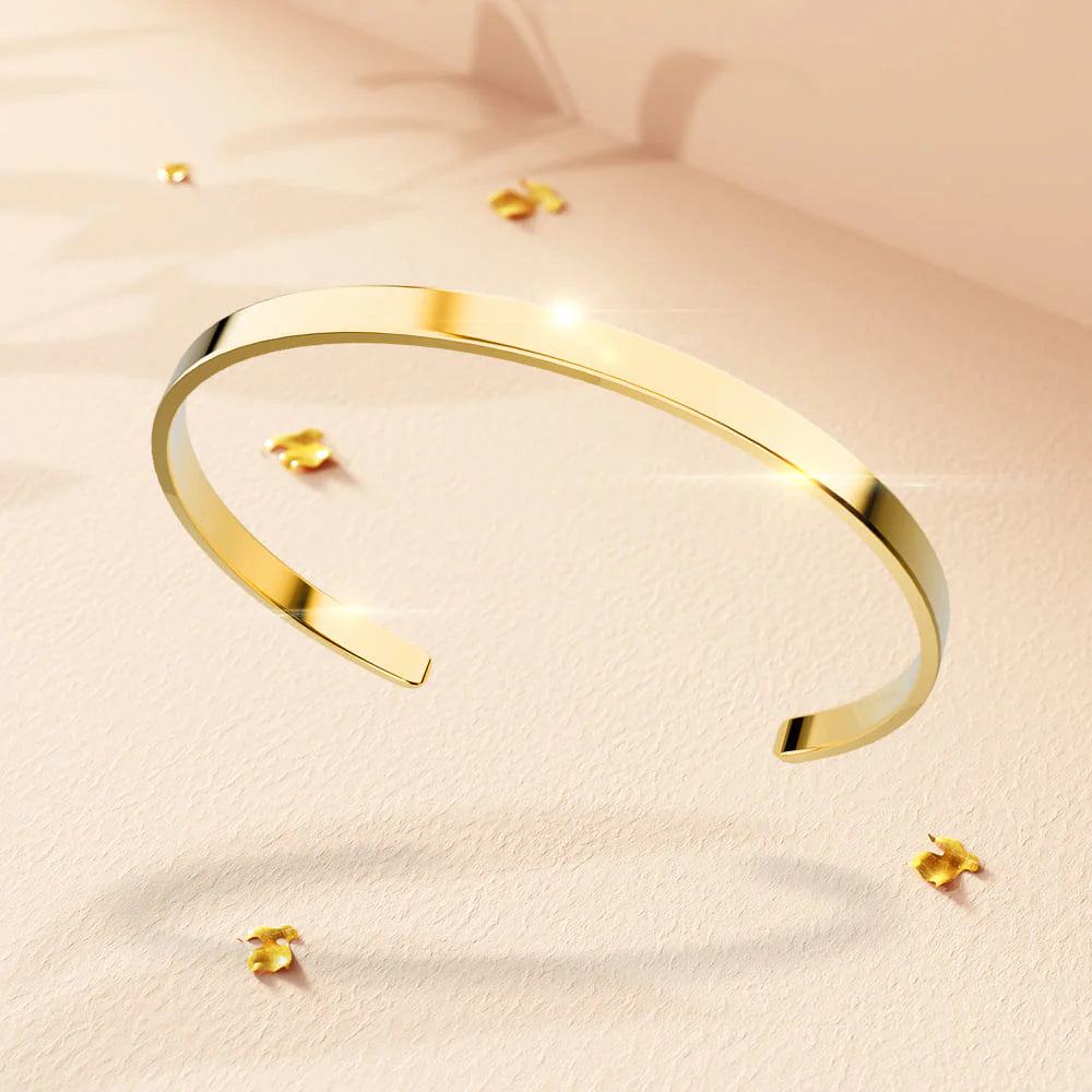 Bullion Gold Avenue Classic Cuff Bangle Gold - 4mm