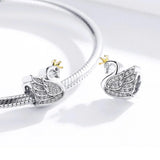 Solid 925 Sterling Duchess Swan CZ Charm